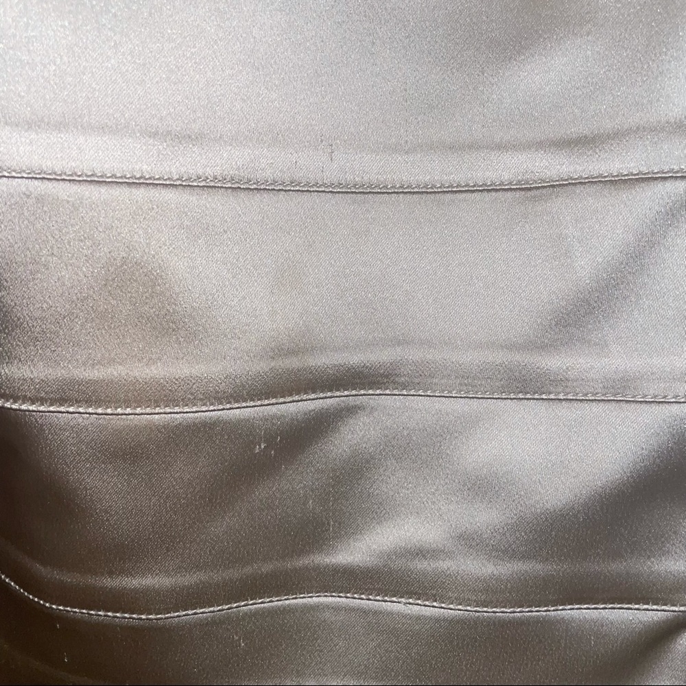 Bebe Strapless Satin Black & Champagne Bandage Dress - Picture 6 of 12